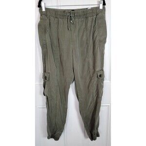 Banana Republic Womens Tencel Utility Cargo Jogger Pants Size M Green High Rise